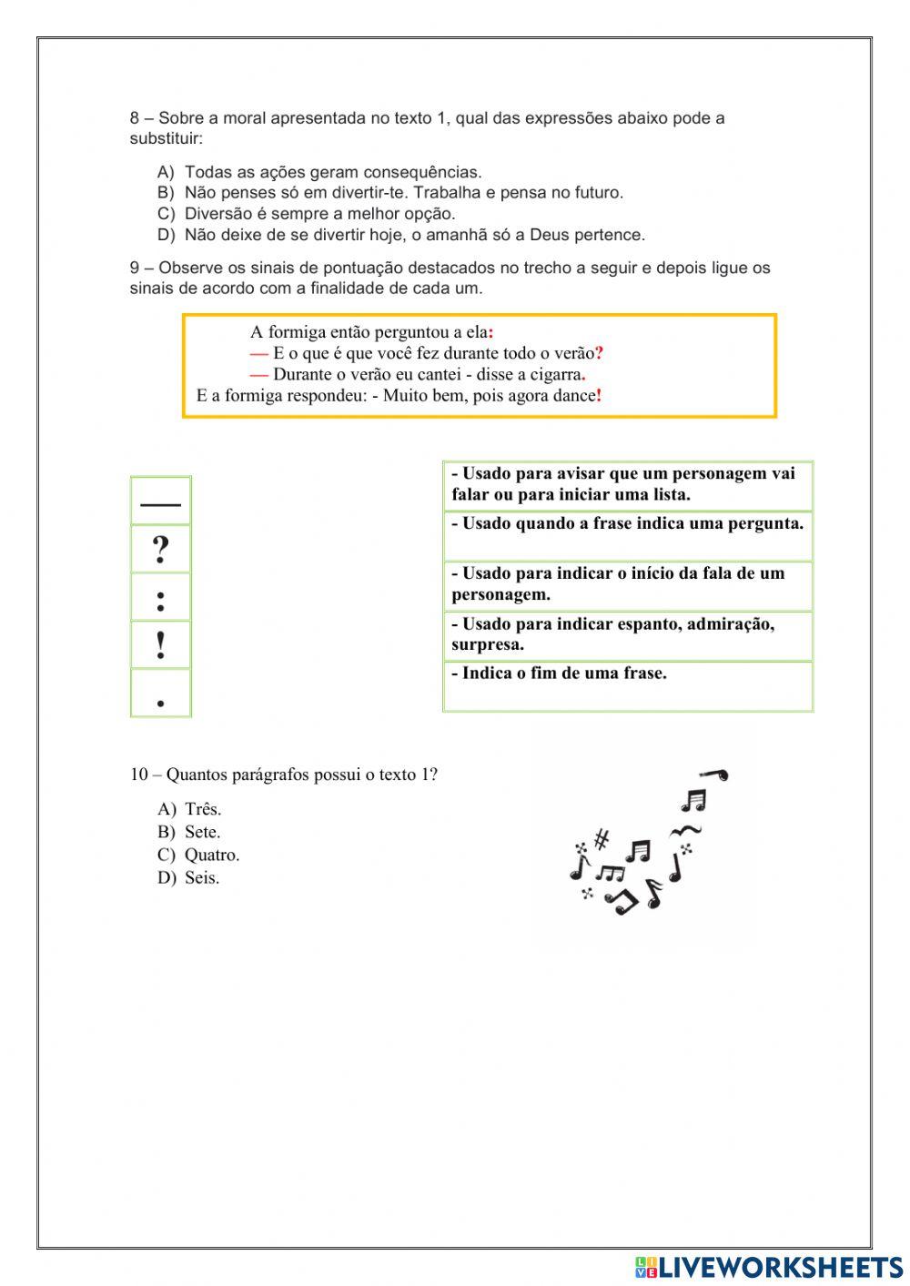 Avaliação de português