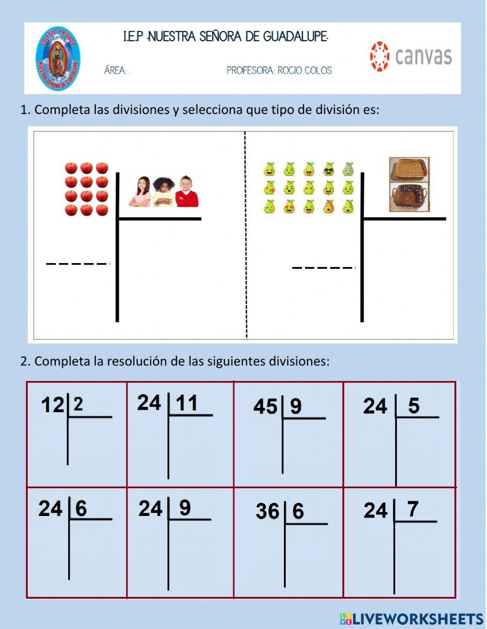 Artimética: división exacta e inexacta