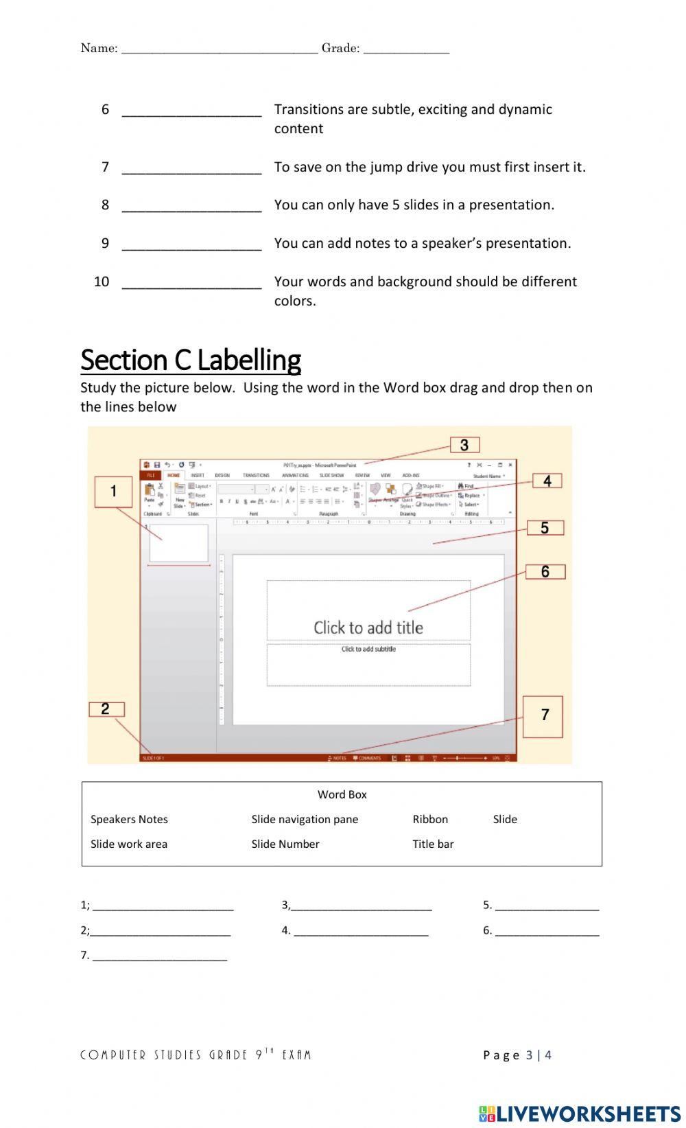 Summer Final Exam Grade 9 PowerPoint
