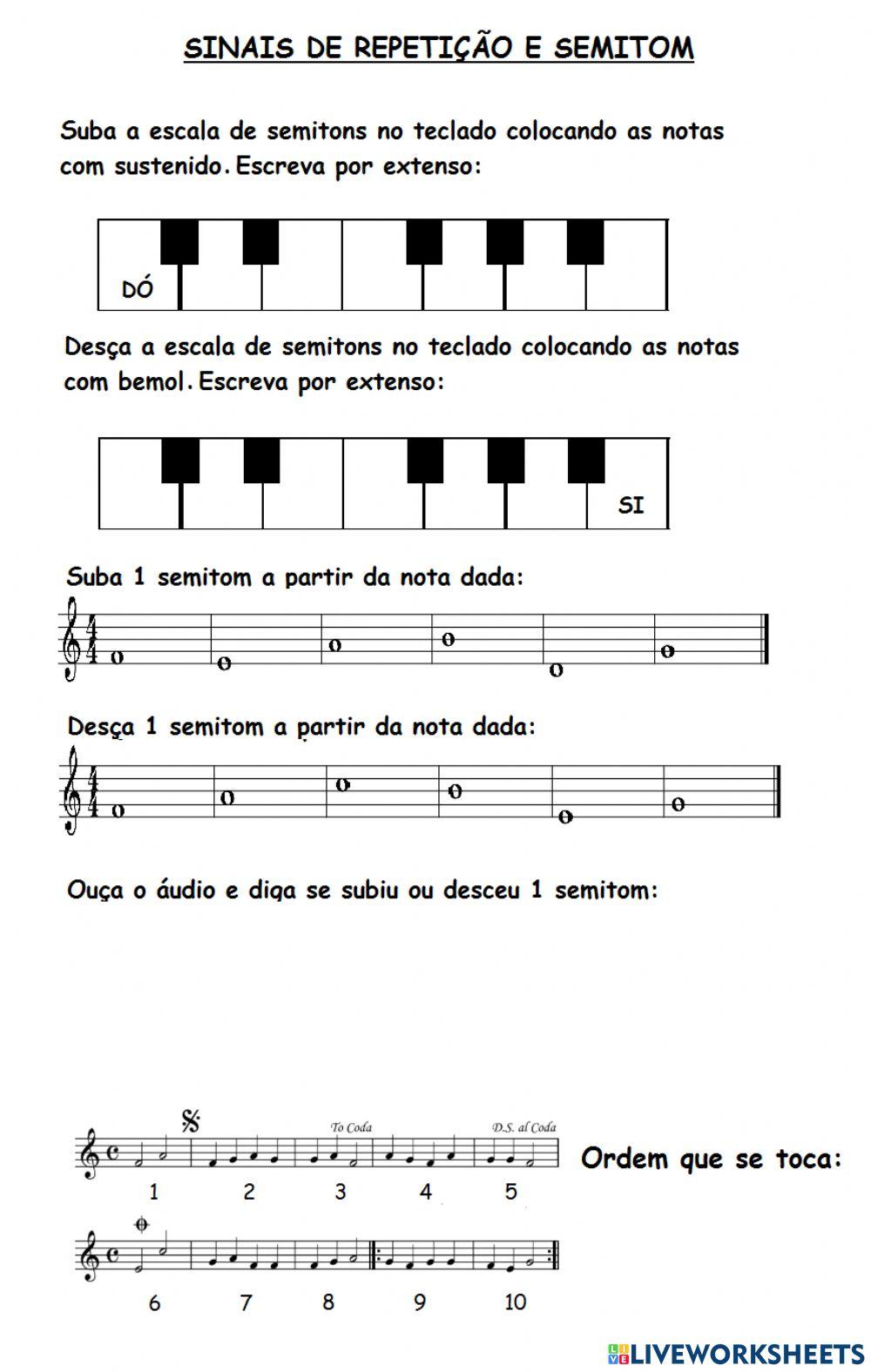 Sinais de repetição e semitom