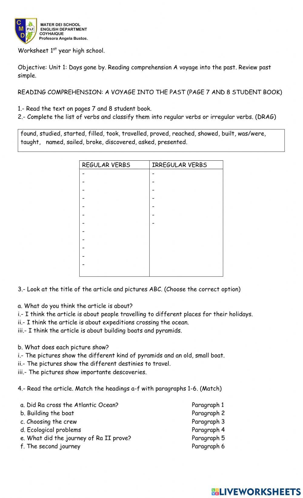 Reading A voyage into the past