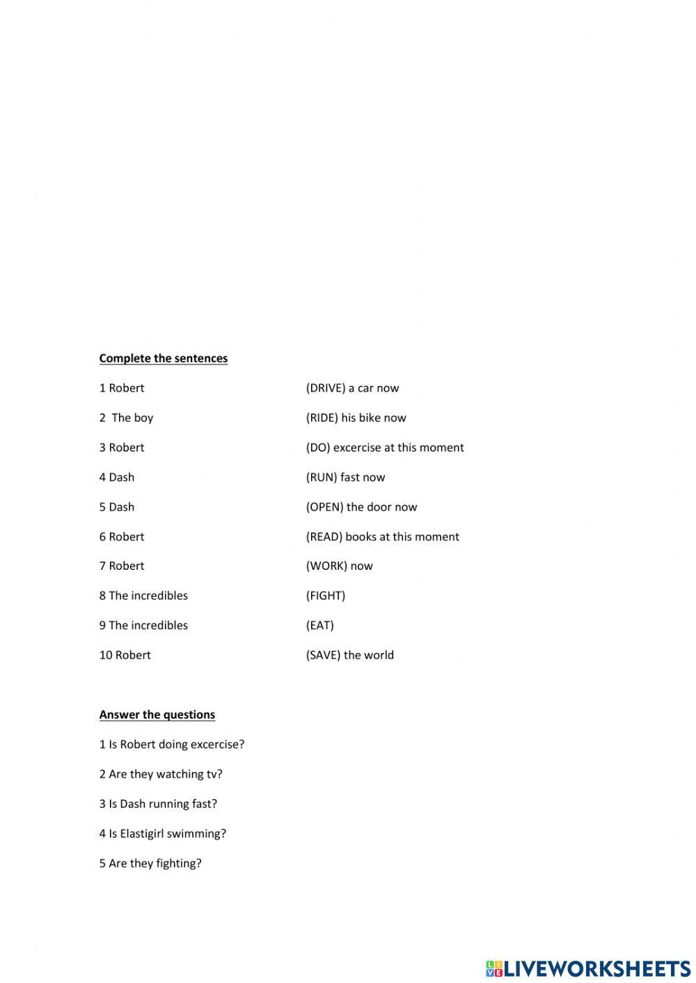 Present continuous the incredibles