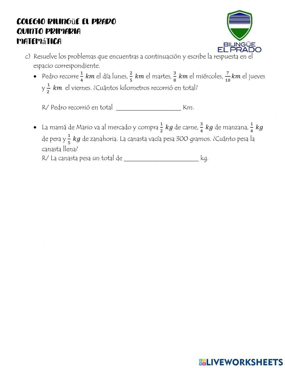 Adición con fracciones