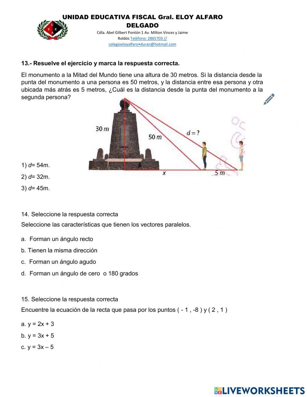 Evaluación Diagnóstica de Matemática