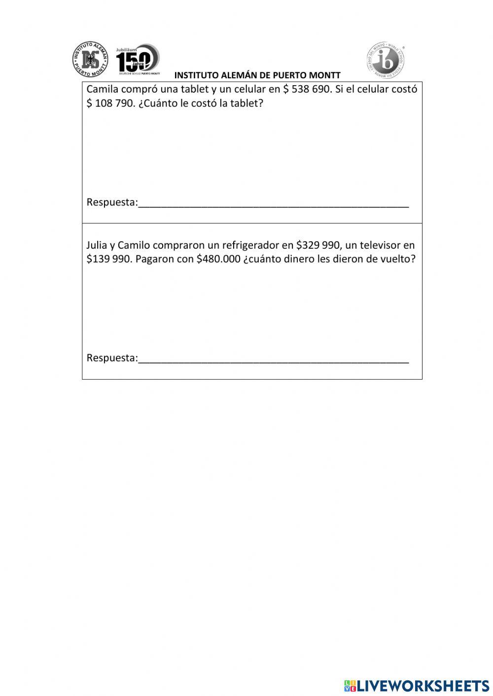 Control adición y sustracción