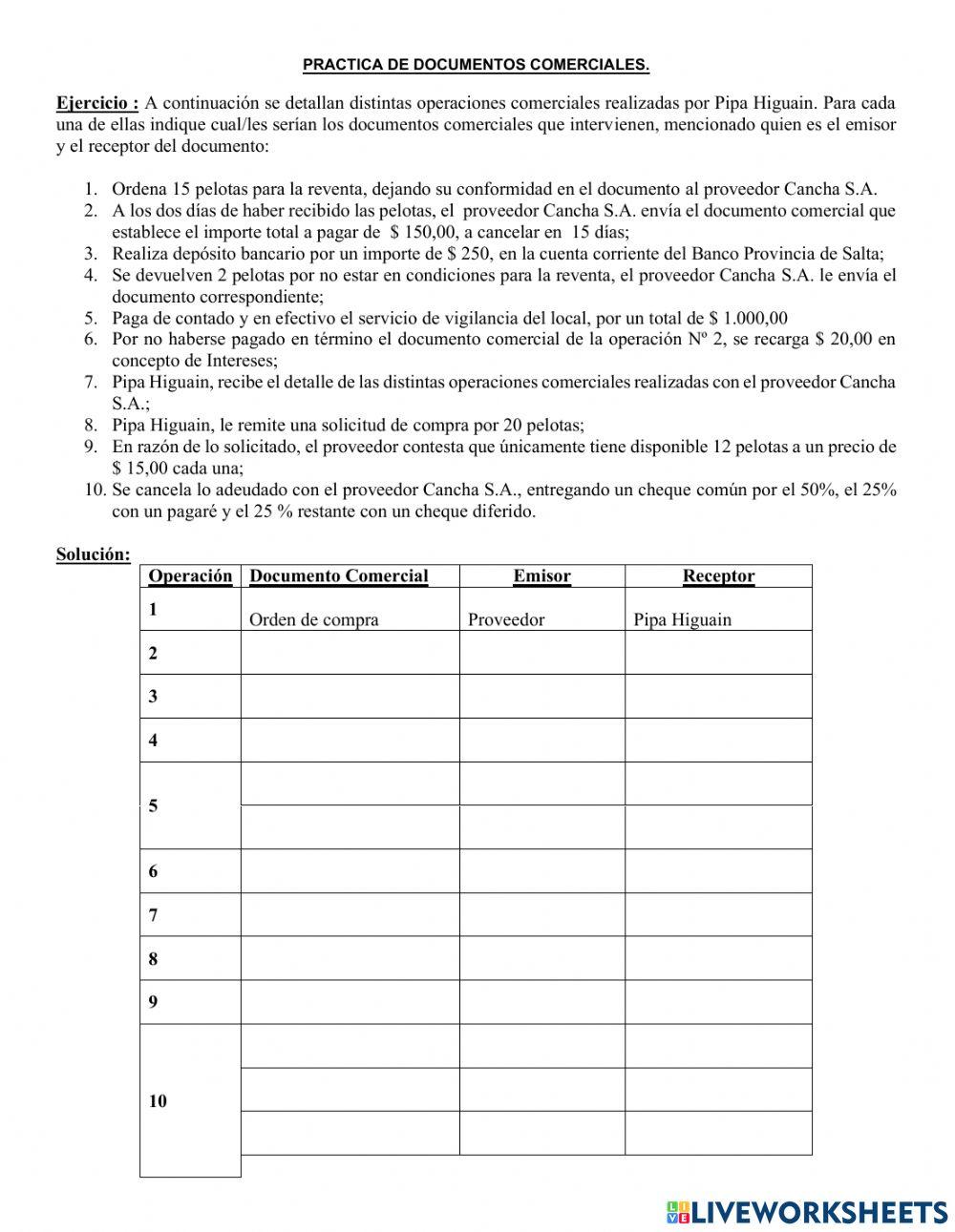 Practica de documentos comerciales