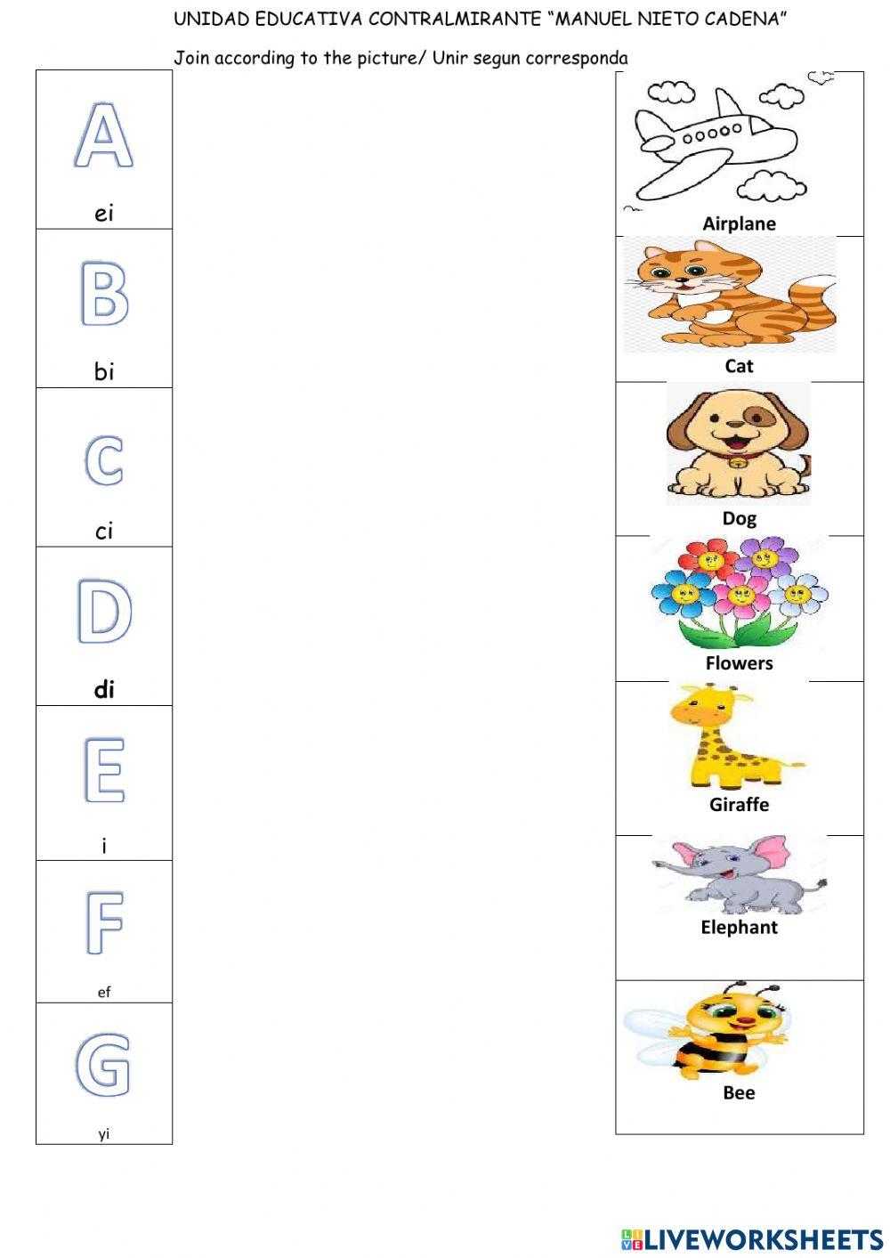 Abecedario siete primeras letras