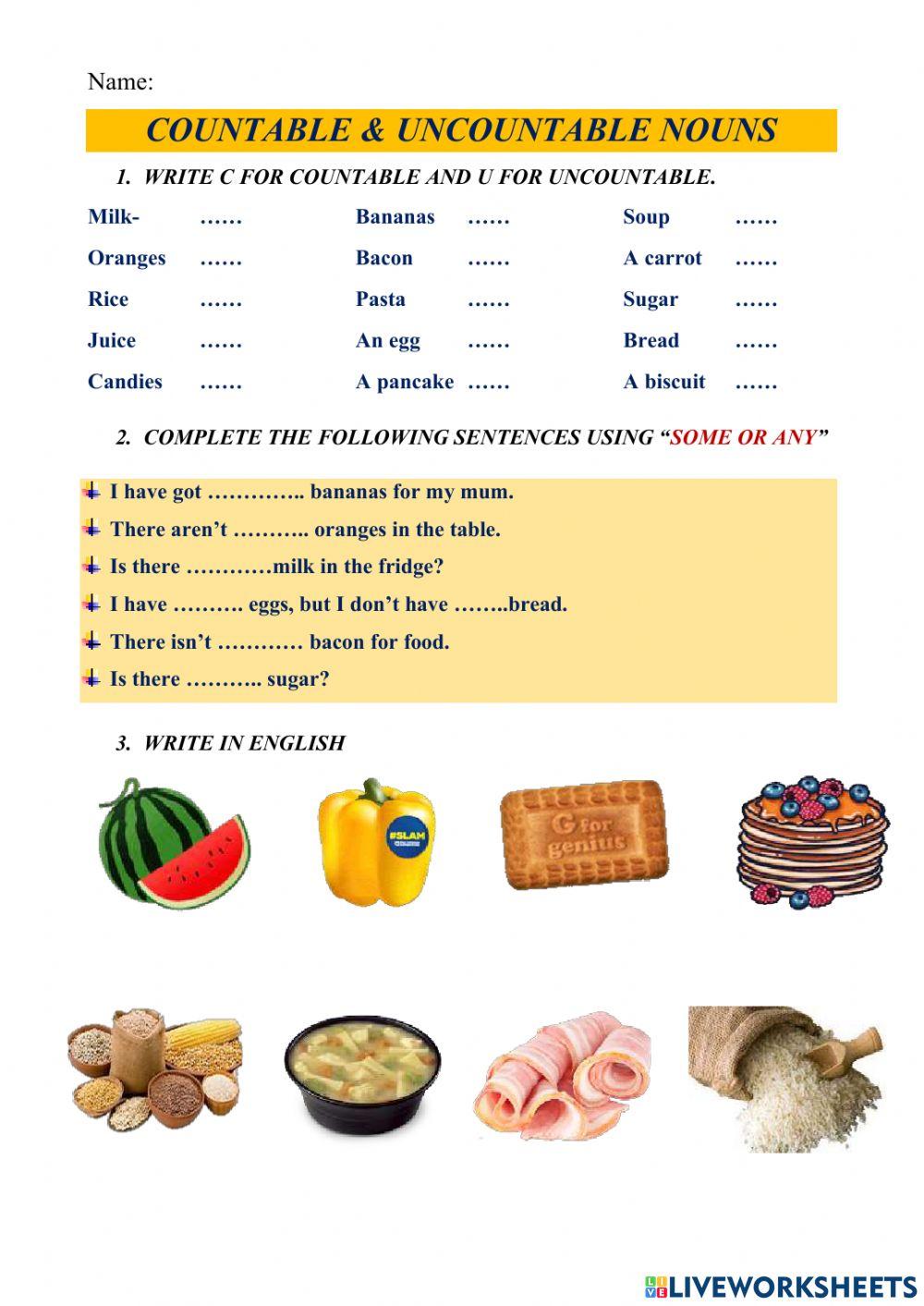 Countable and uncountable nouns