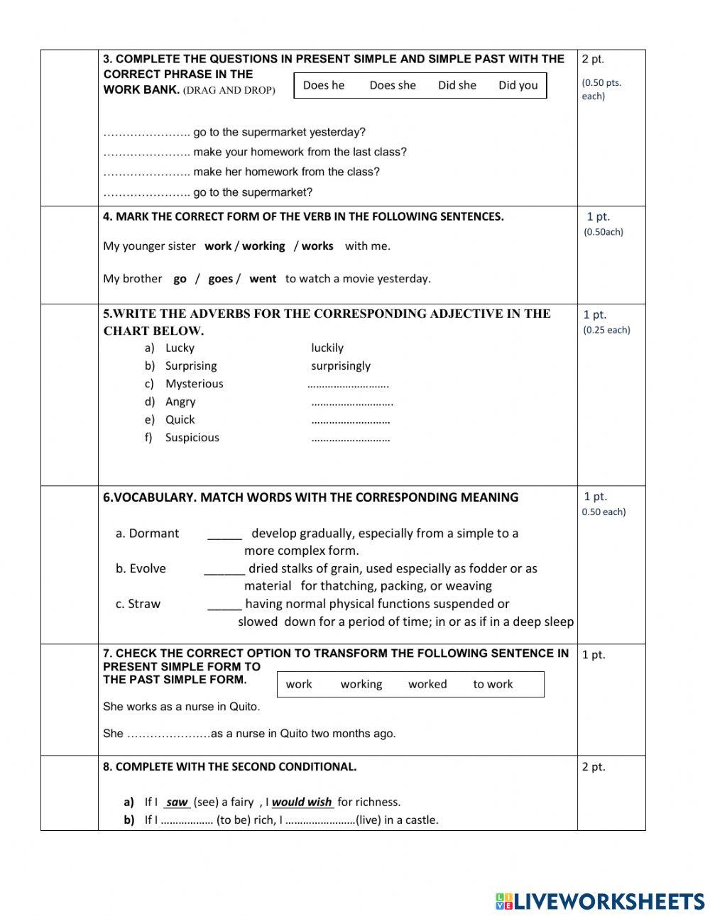 Diagnostic Test 2nd and 3rd. BGU