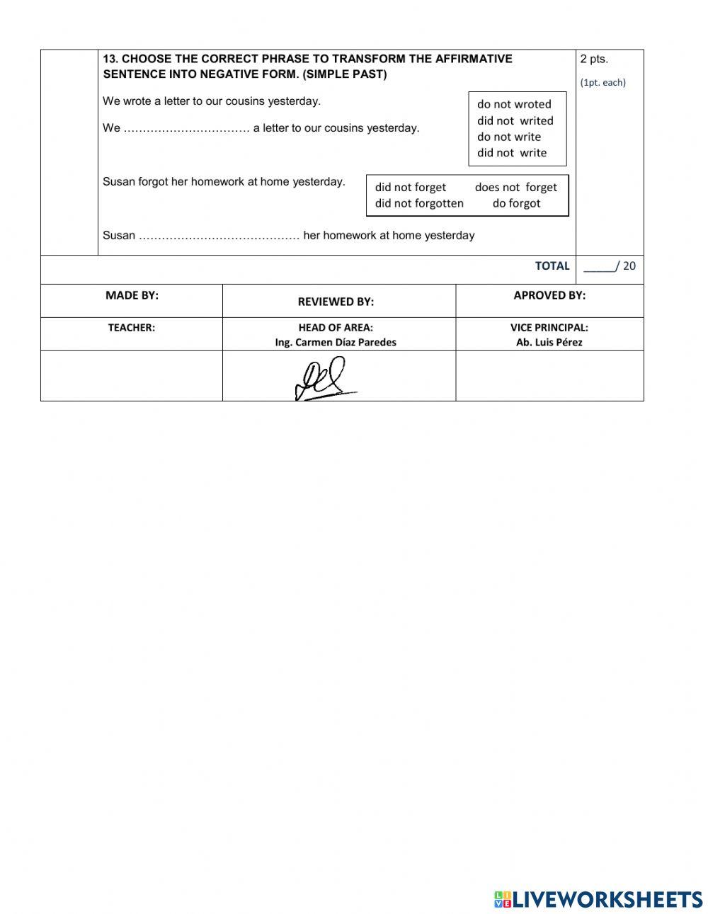 Diagnostic Test 2nd and 3rd. BGU