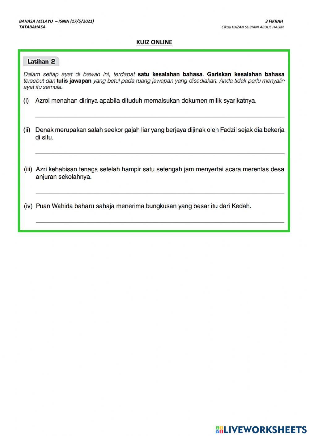 Sistem bahasa - kesalahan bahasa