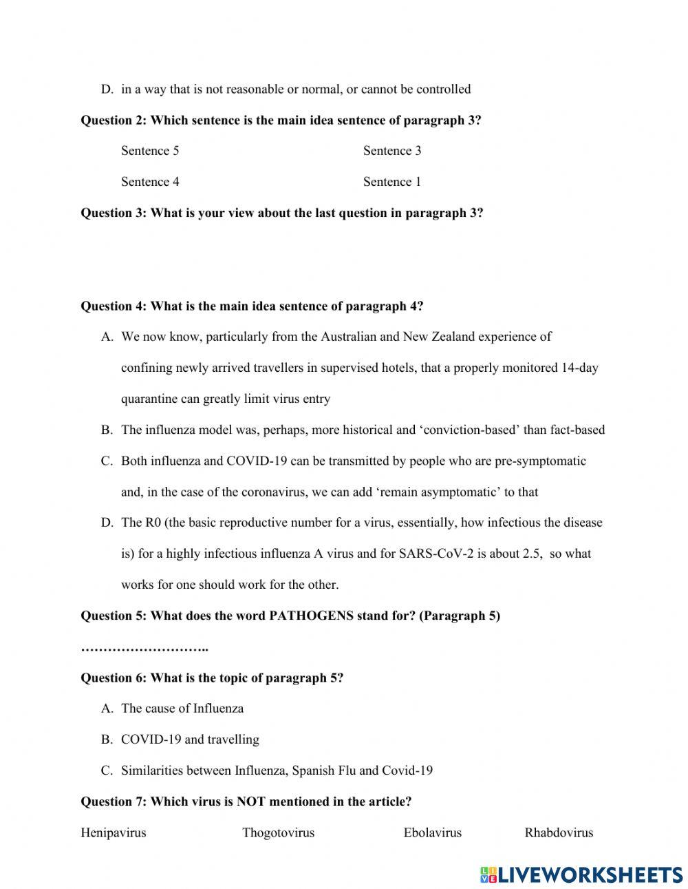 Worksheet from Team 2