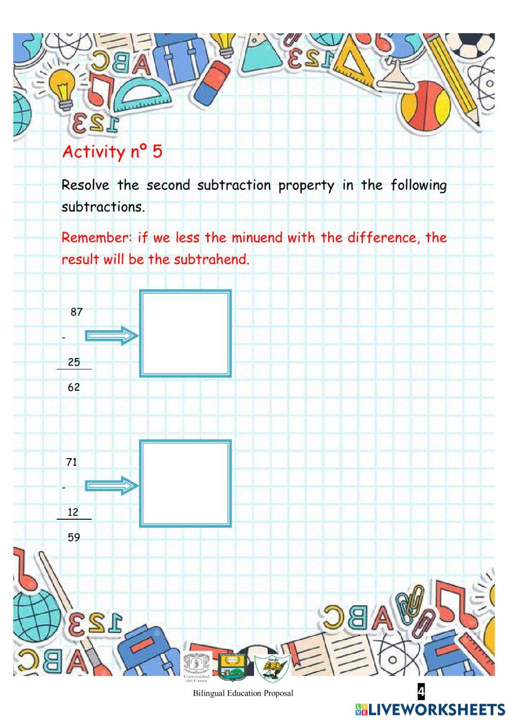 Subtraction properties