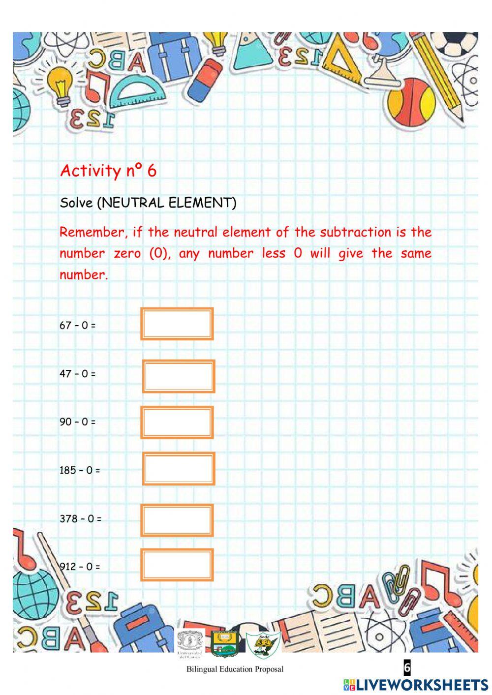 Subtraction properties