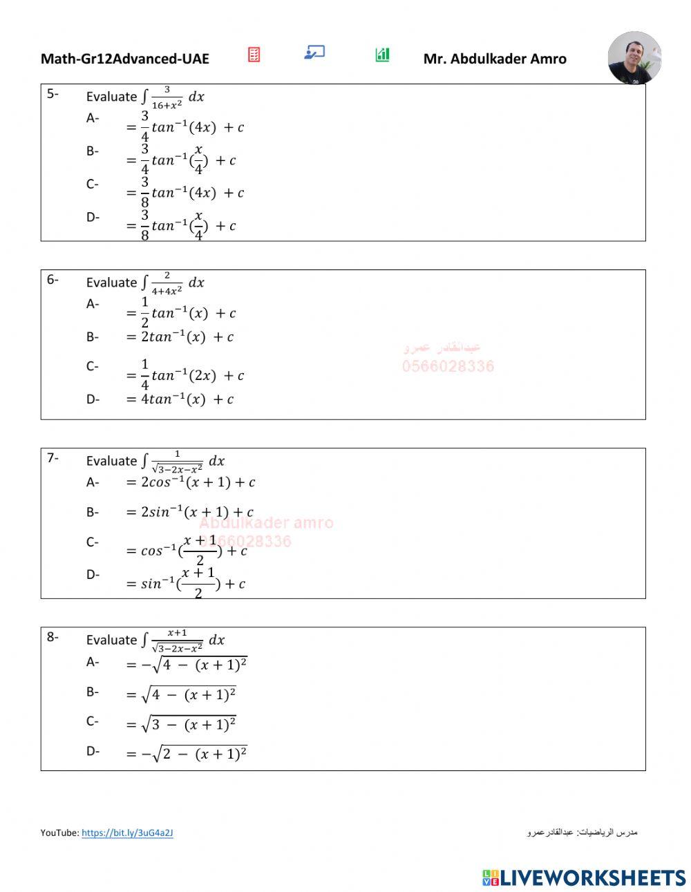 Lesson 7-1 Review of Formulas and Techniques