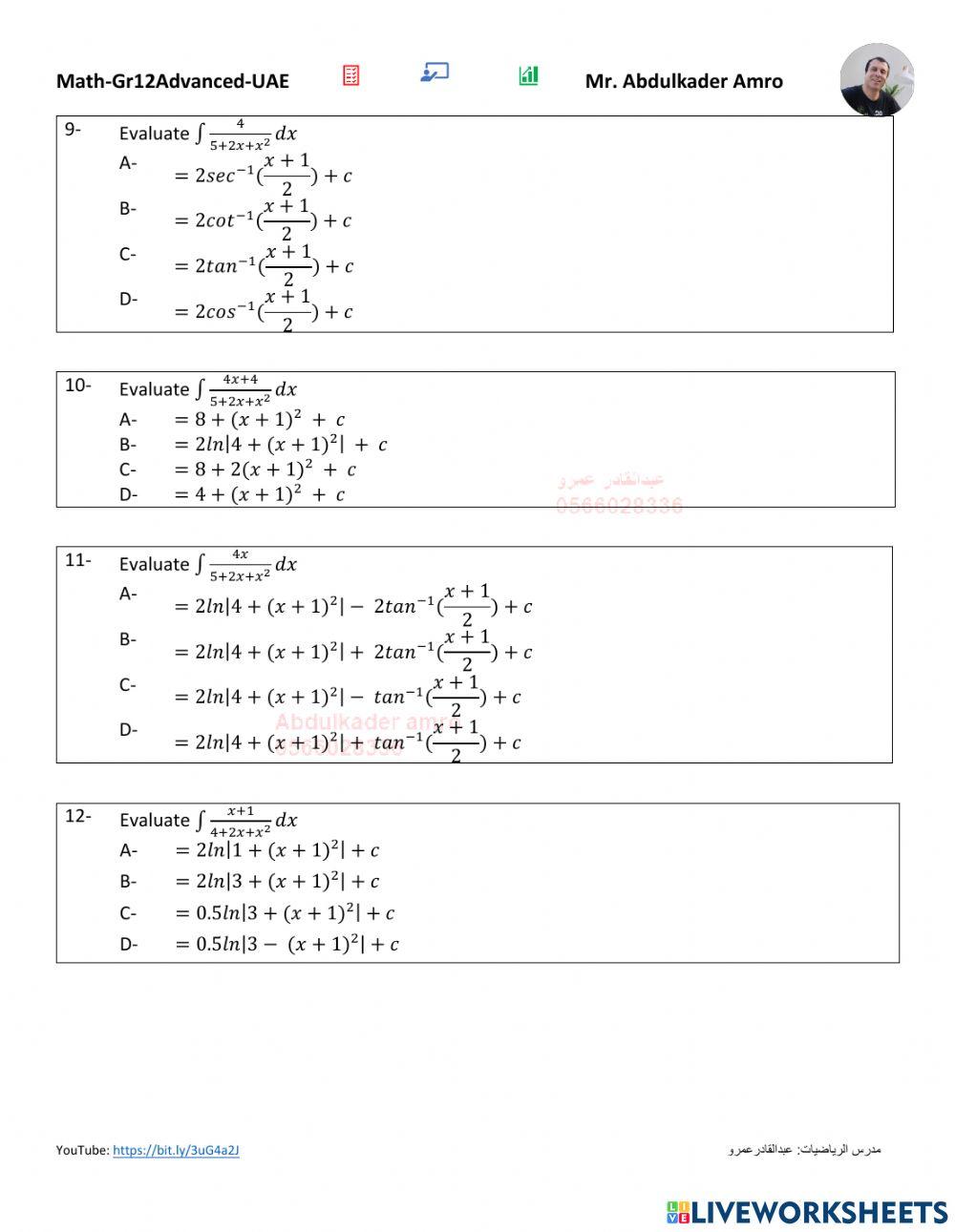 Lesson 7-1 Review of Formulas and Techniques
