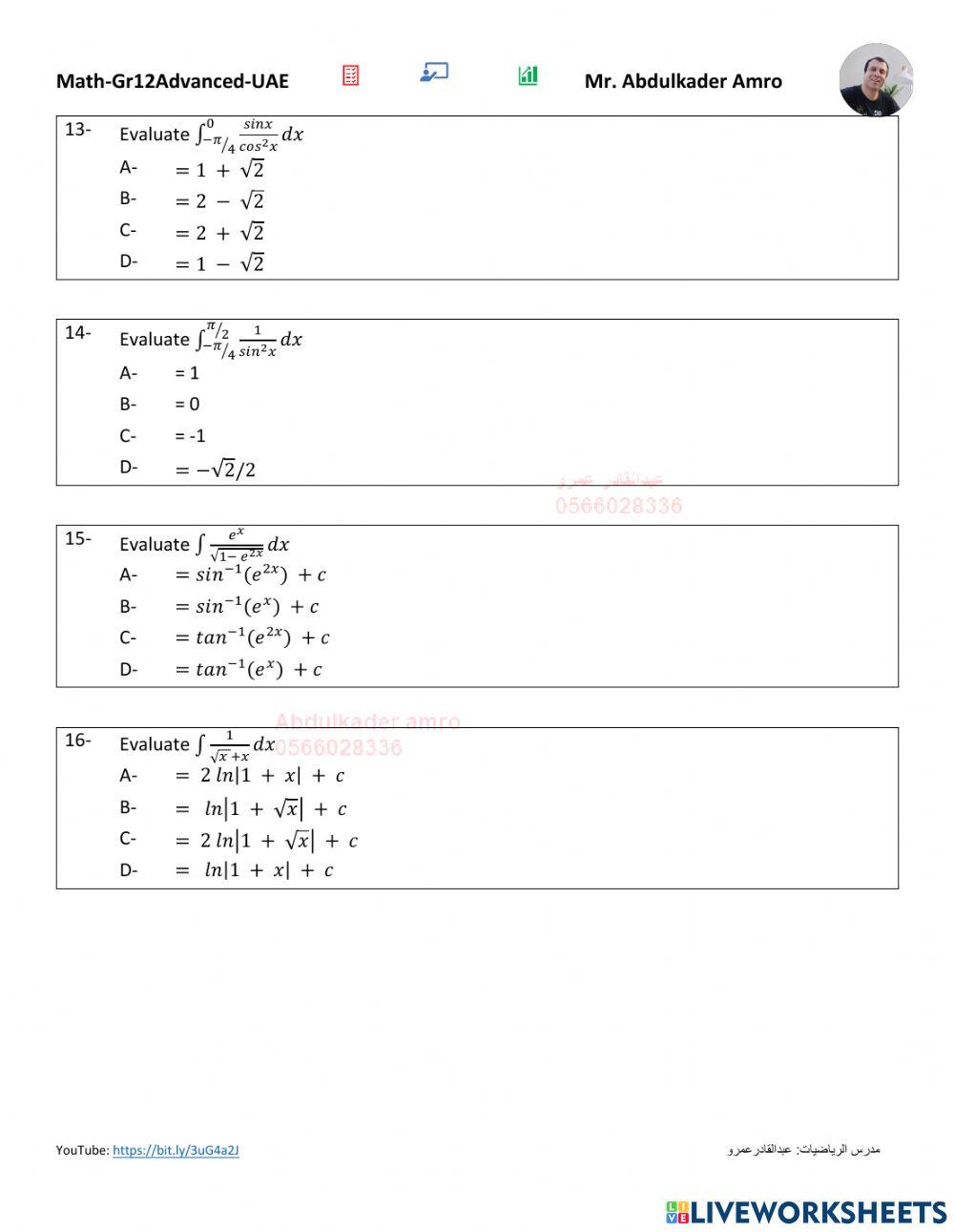 Lesson 7-1 Review of Formulas and Techniques