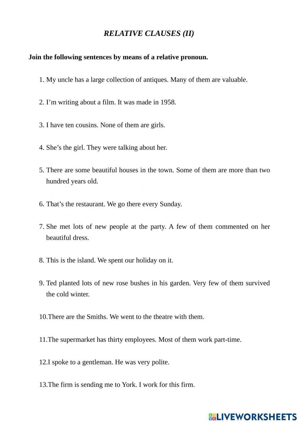 Relative clauses (II)