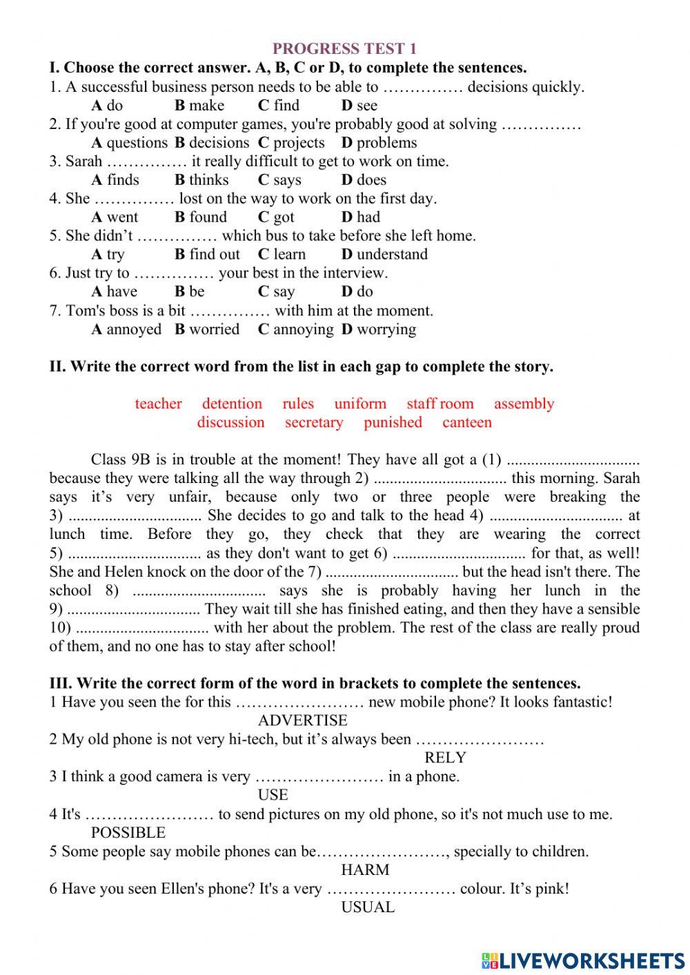 Progress test 1 - Activate b1