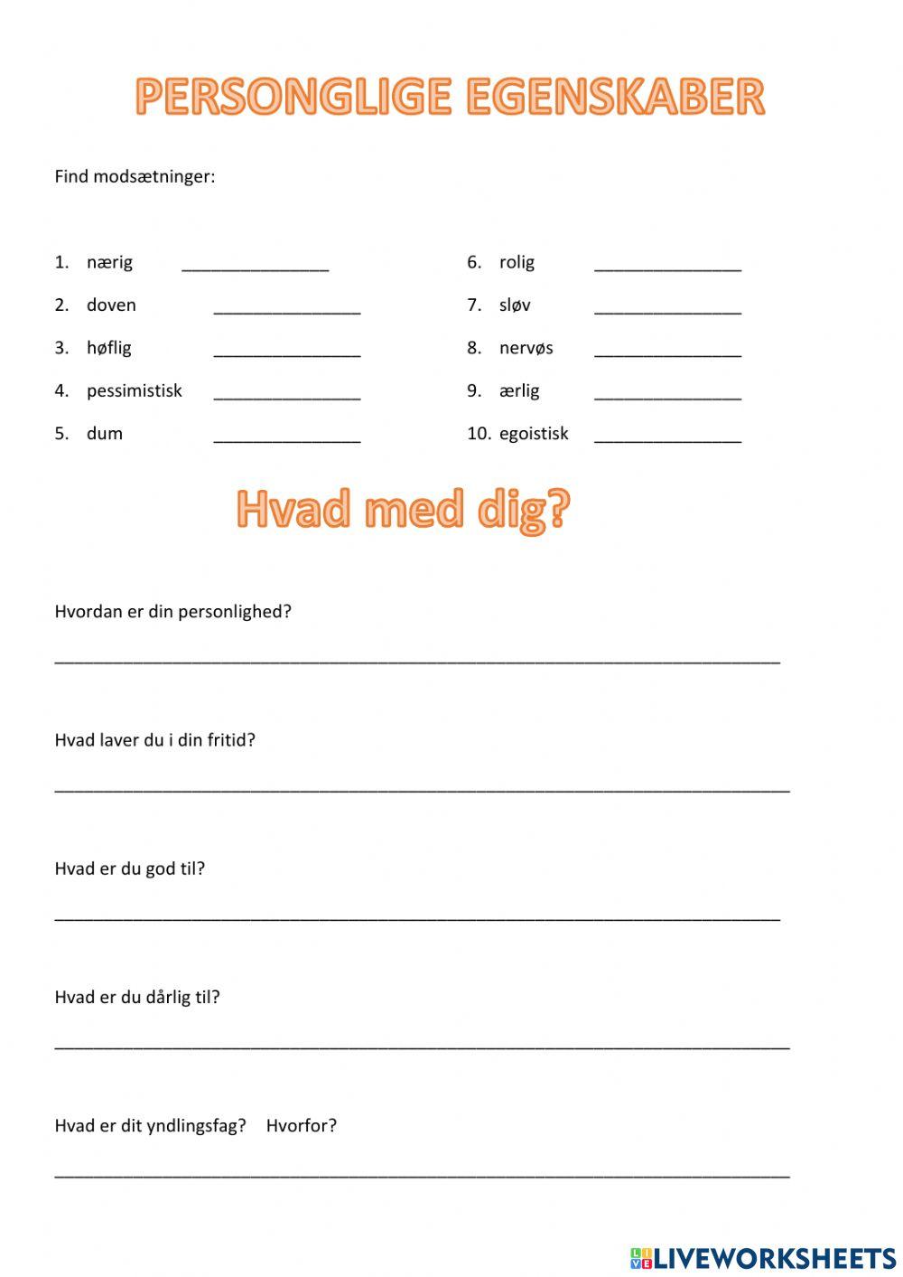 Personlige egenskaber