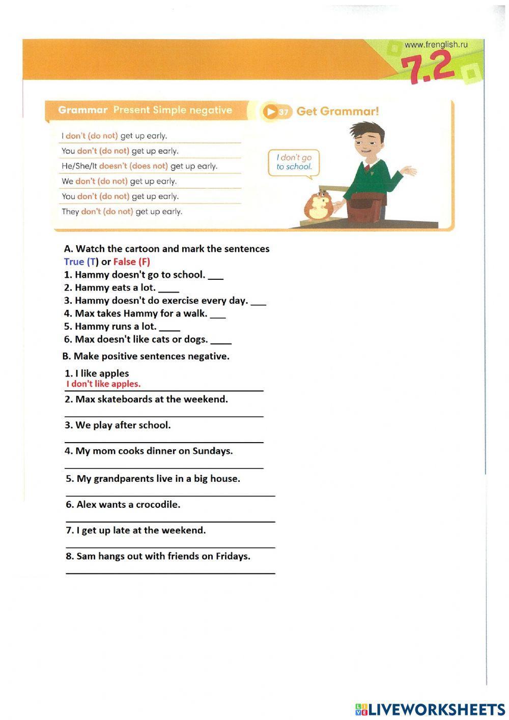 Go Getter 1 U7.2 Cartoon I don't go to school