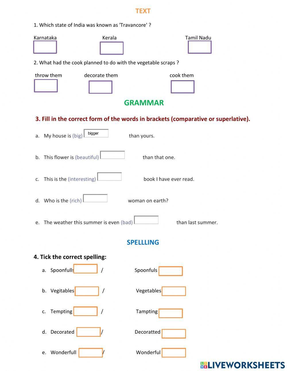 Wonderful waste- worksheet