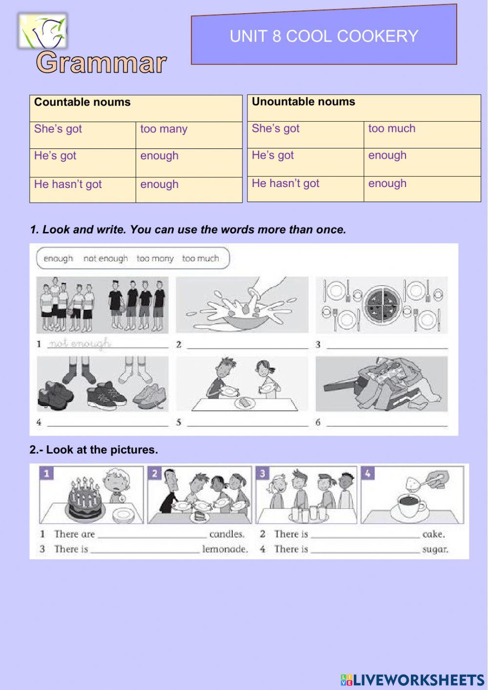 Unit 8 Cool cookery Grammar