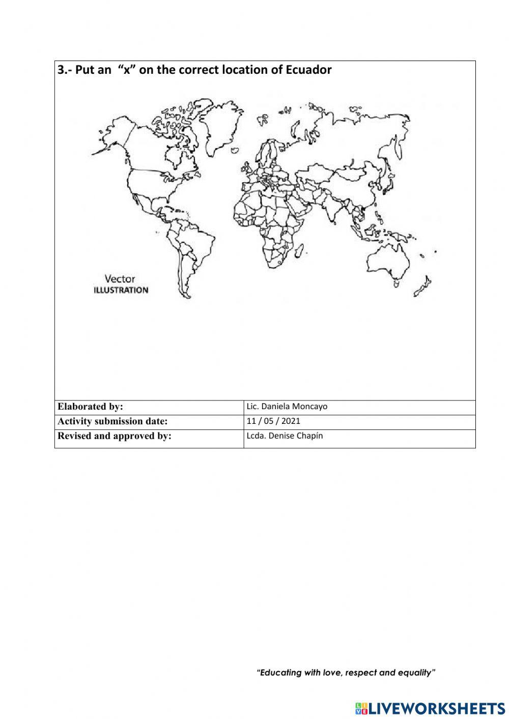 Worksheet about The Earth