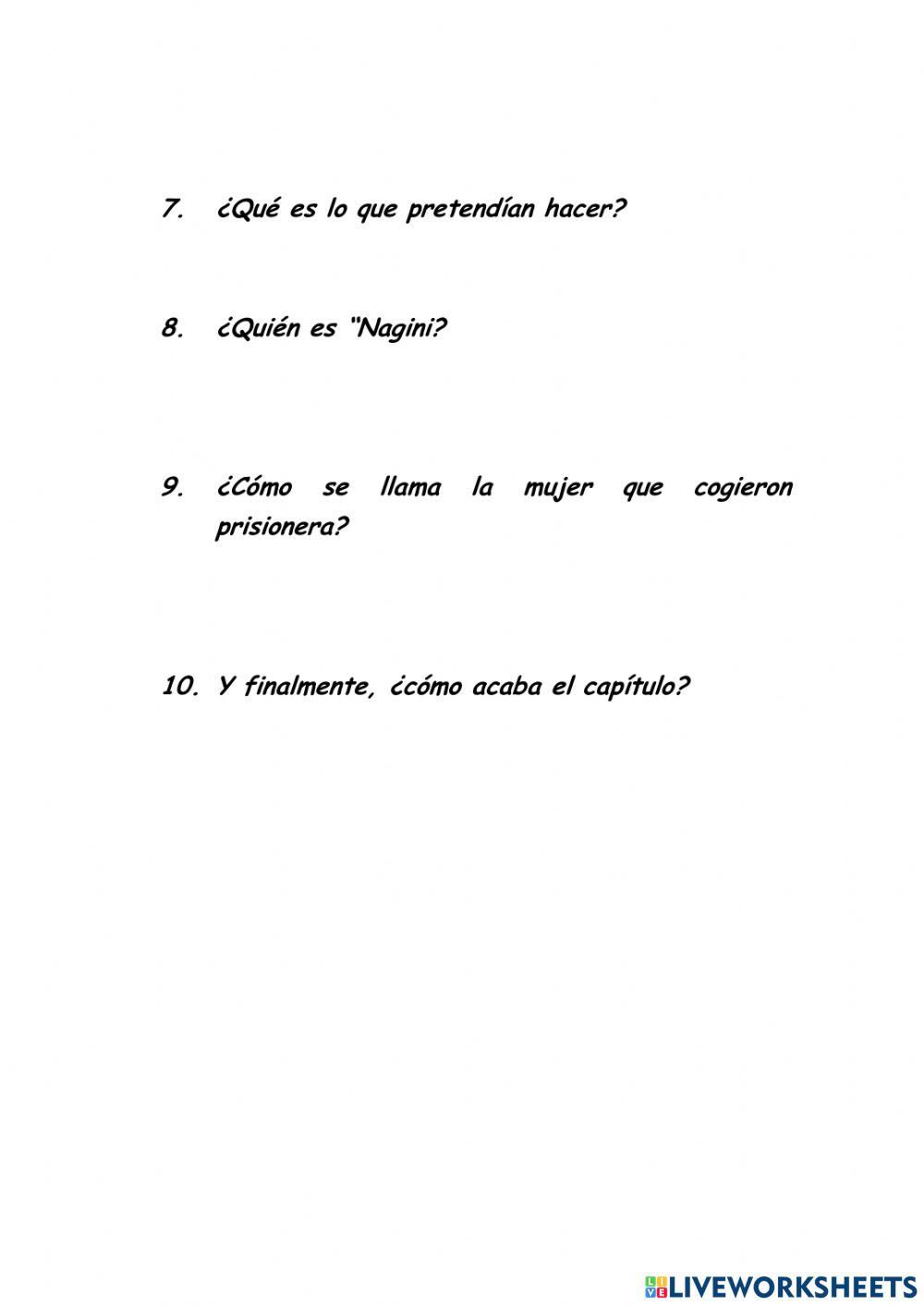 Comprensión Lectora Harry Potter