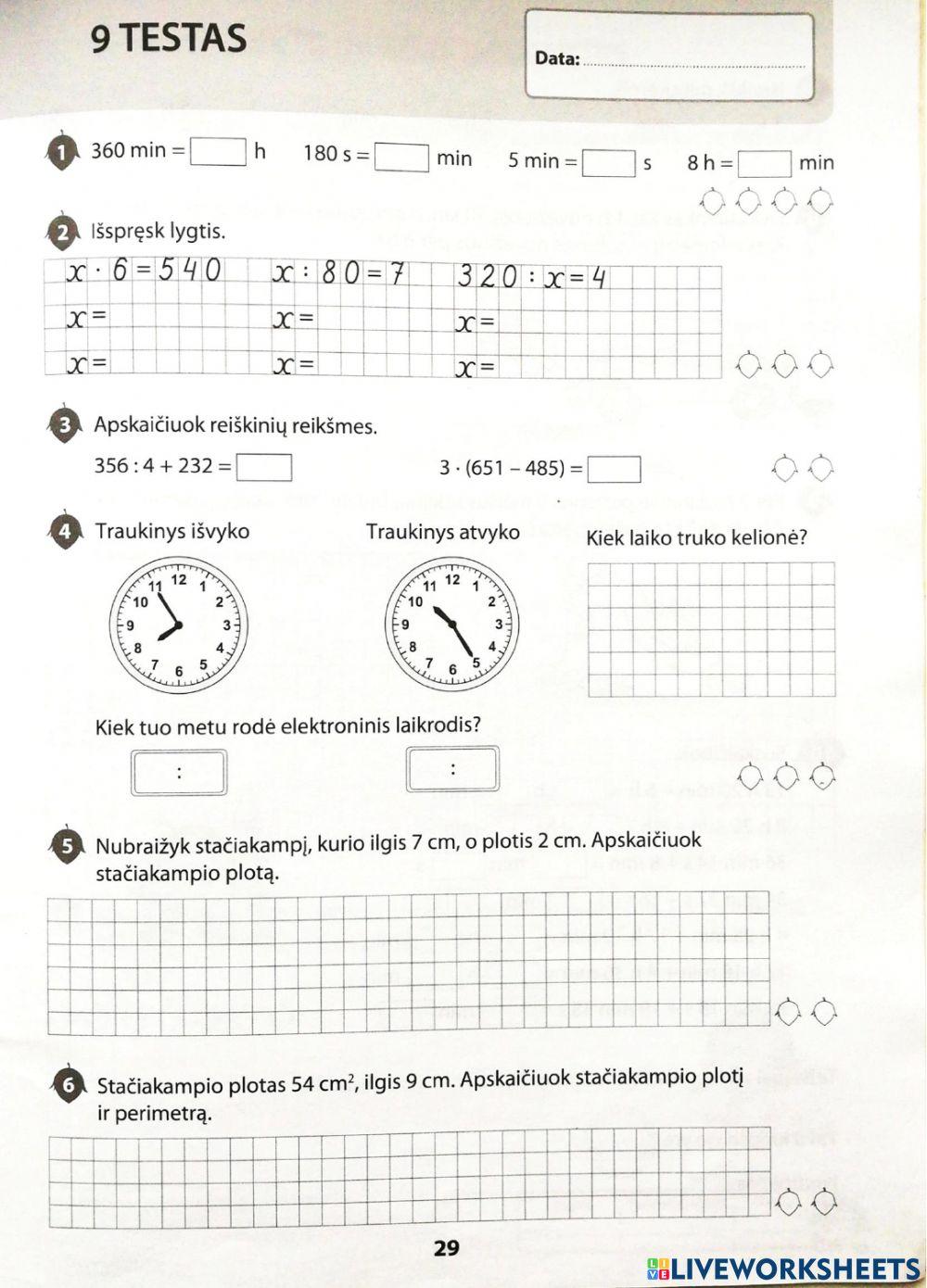 Riešutas TestasNr.9 3kl