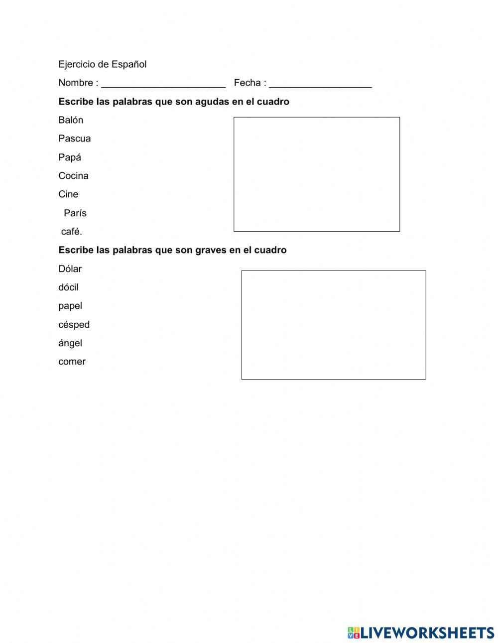 Palabras agudas y graves