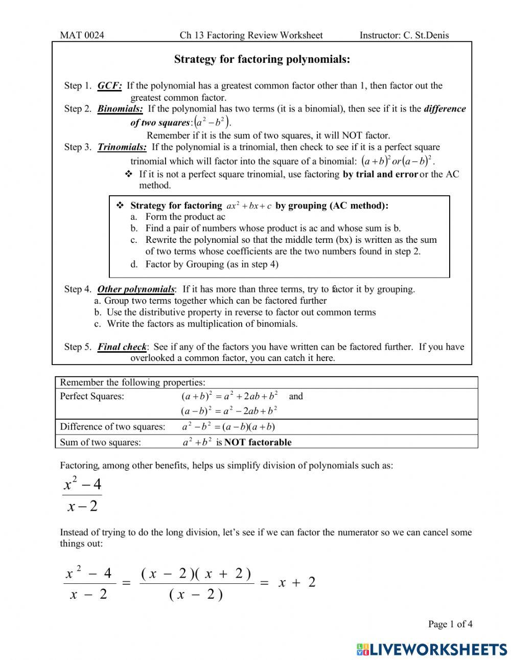 Factoring Polynomials
