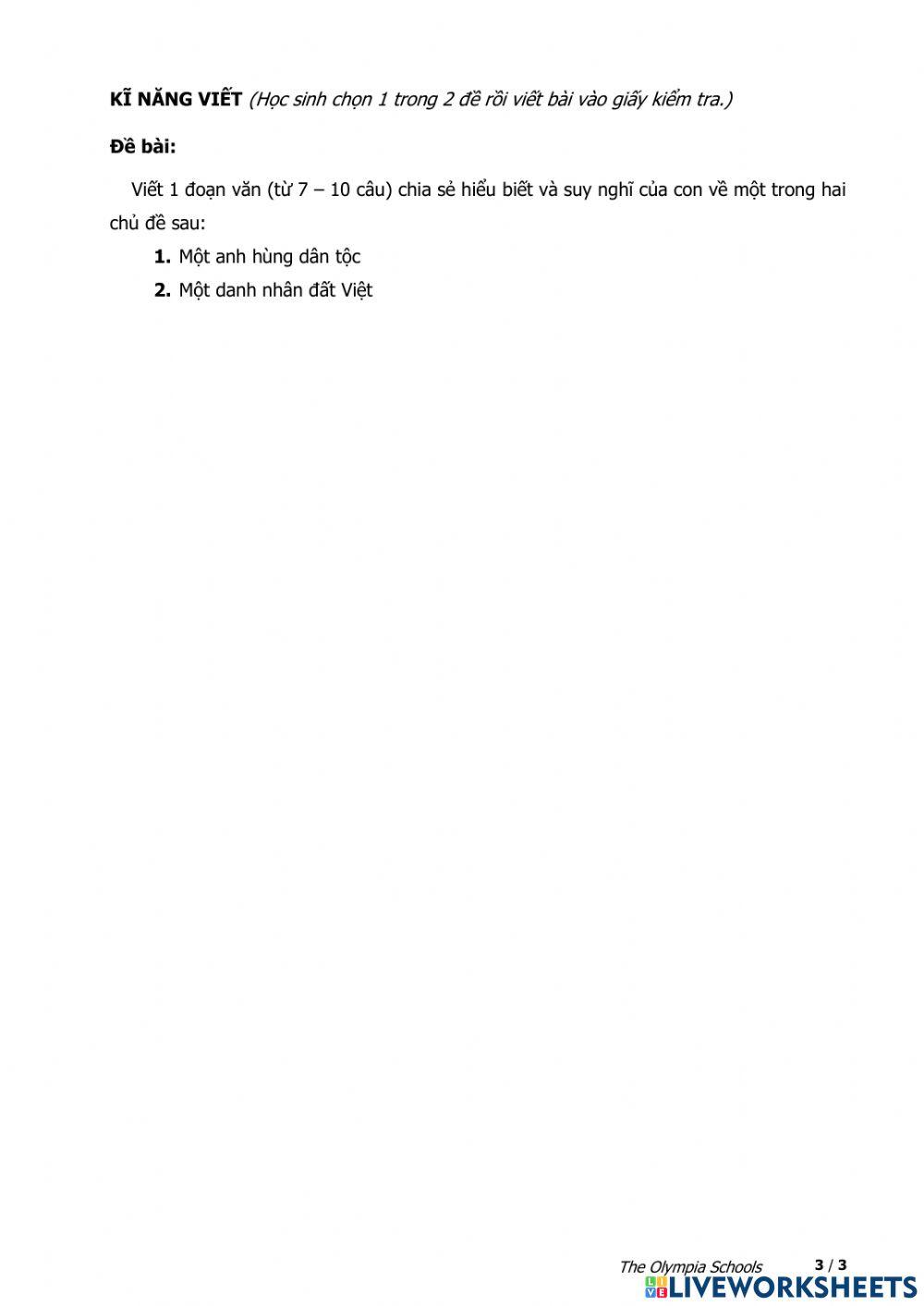 TV3 - Ôn tập tổng hợp cuối học kì II