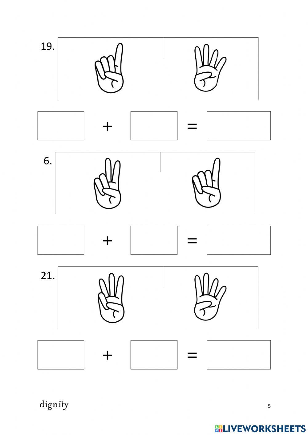 Addition with fingers Random