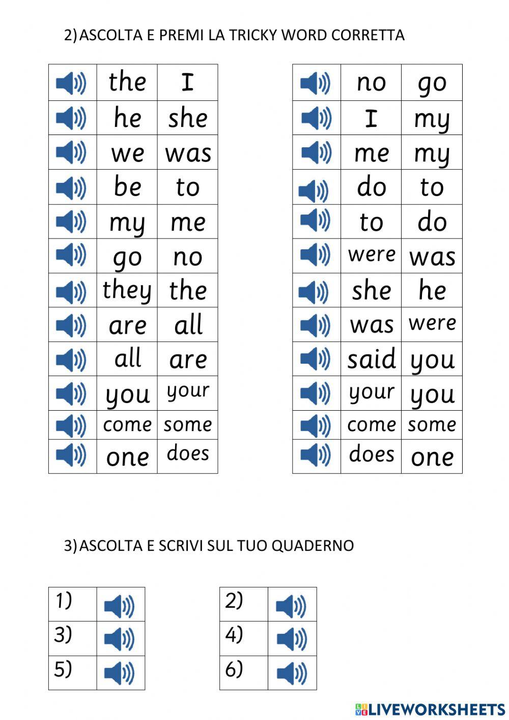 Tricky words unit 1-7