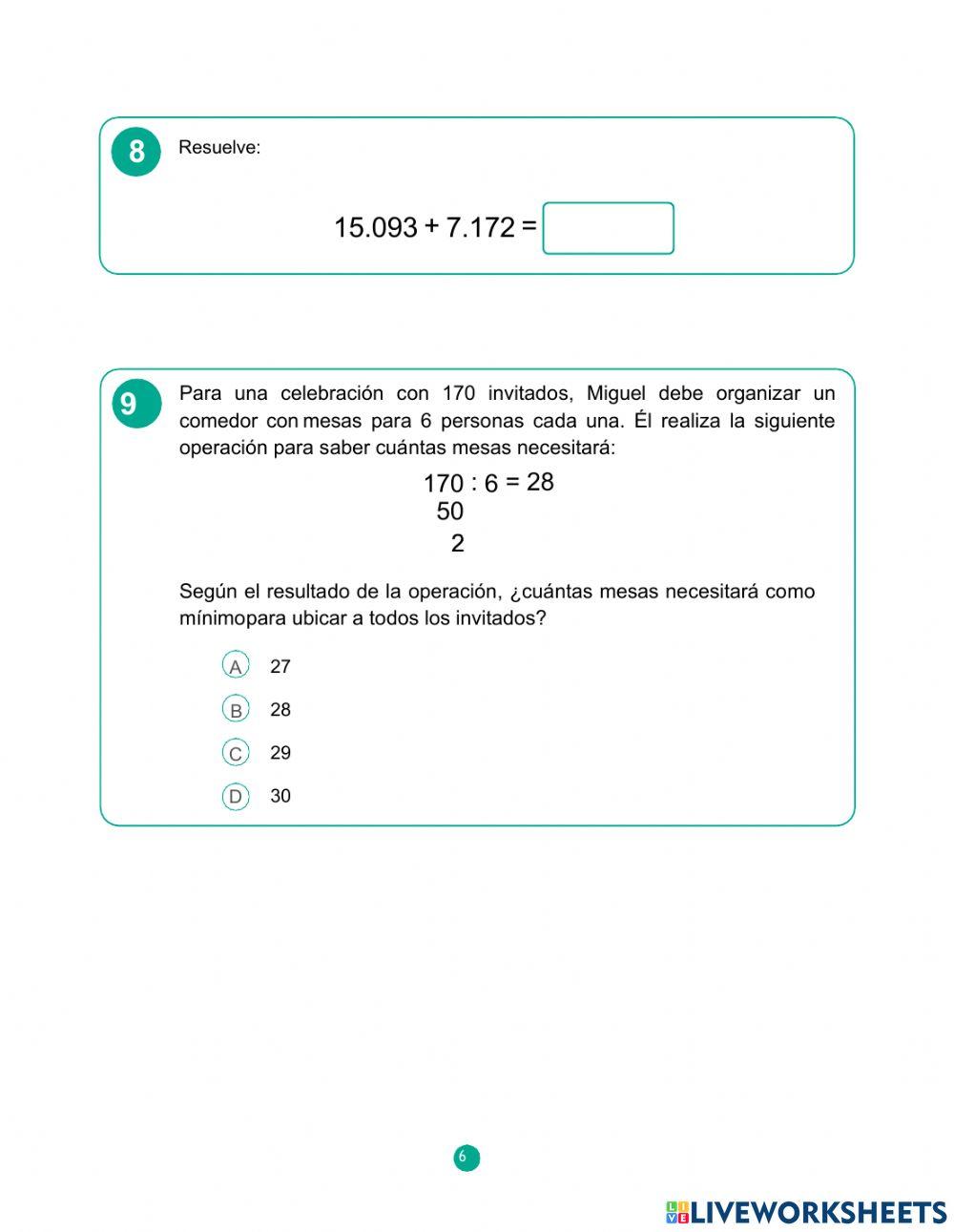 Prueba trimestral de matemática