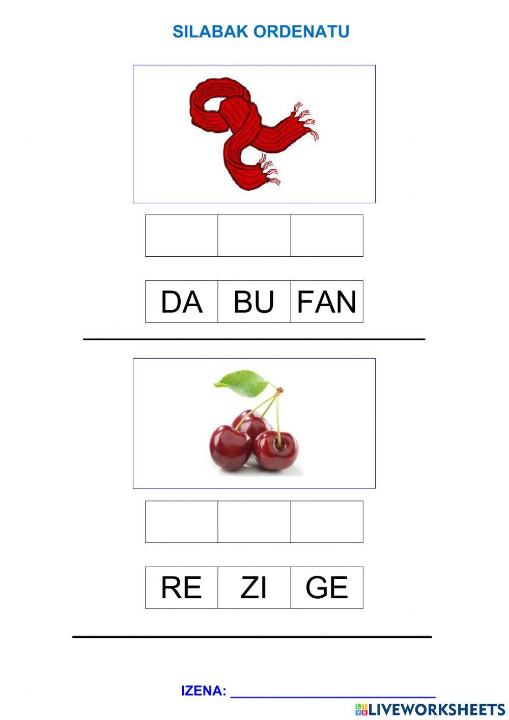 Ordenatu silabak 1 Ordenatu silabak 1