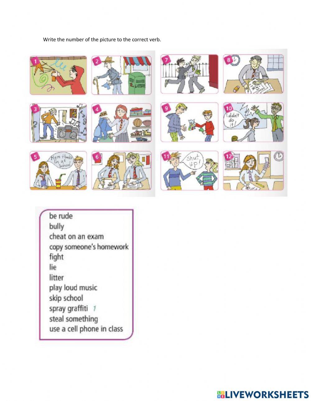 Teen Misbehavior vocabulary