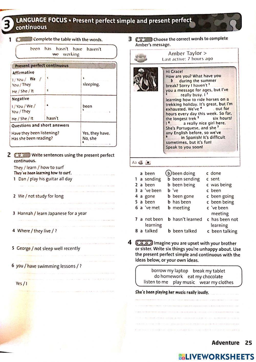 Present perfect continuous