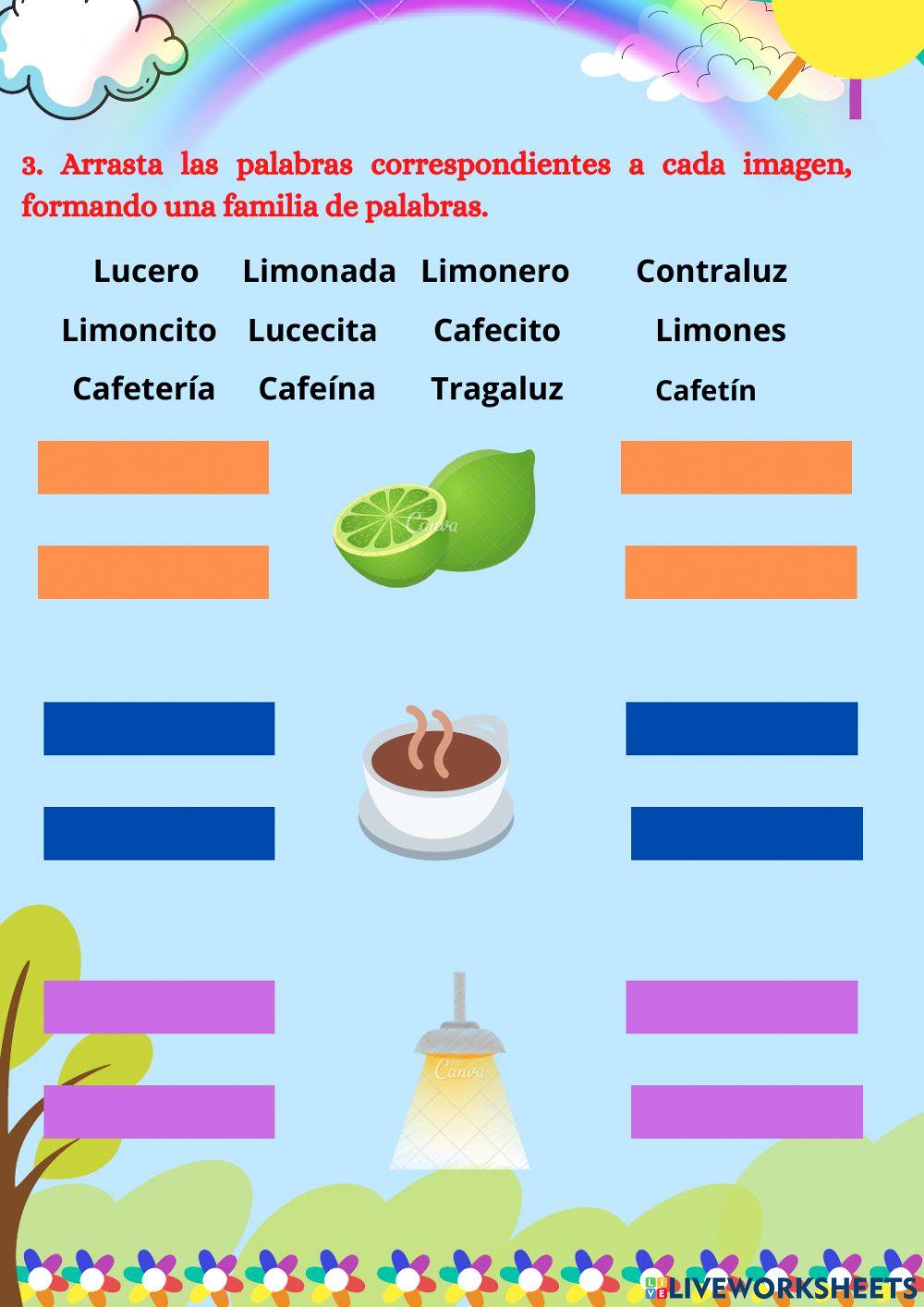 Palabras agudas, graves y esdújulas. Familia de Palabras