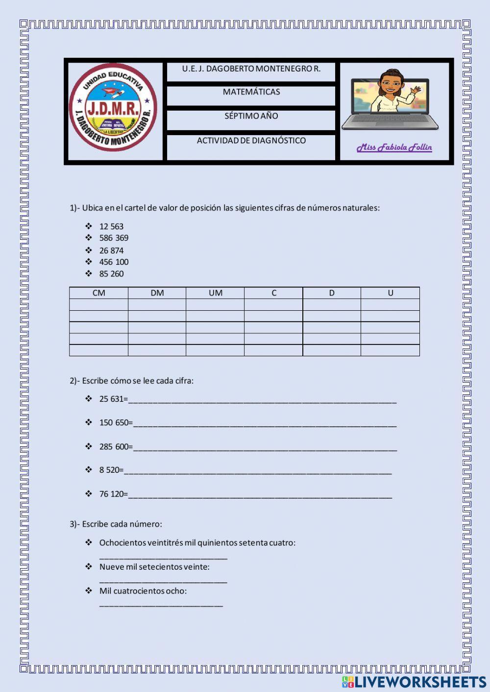 Diagnóstico Matemáticas