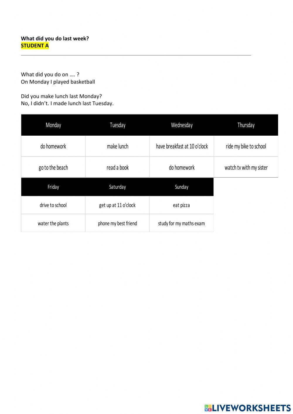 Past simple practice