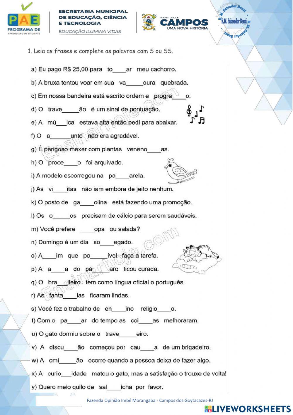 Ortografia com S e SS.