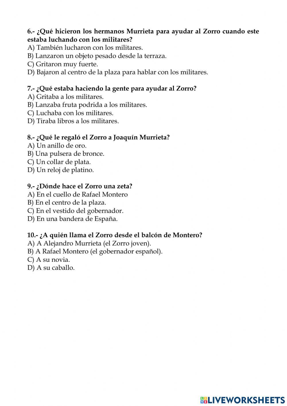 La máscara del Zorro Ficha 3 (1.2)