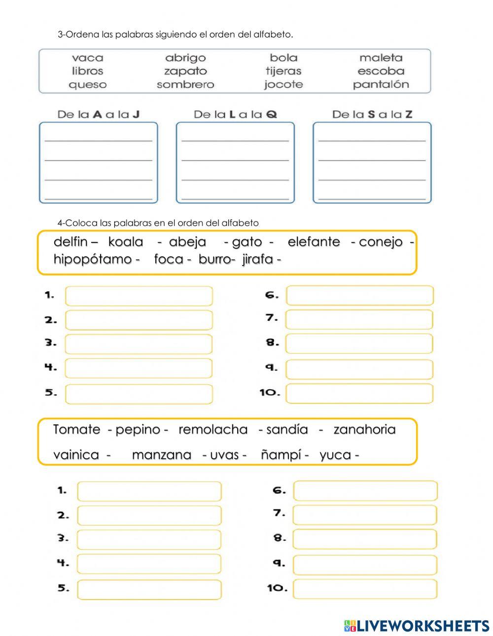 El abecedario online worksheet for segundo grado | Live Worksheets