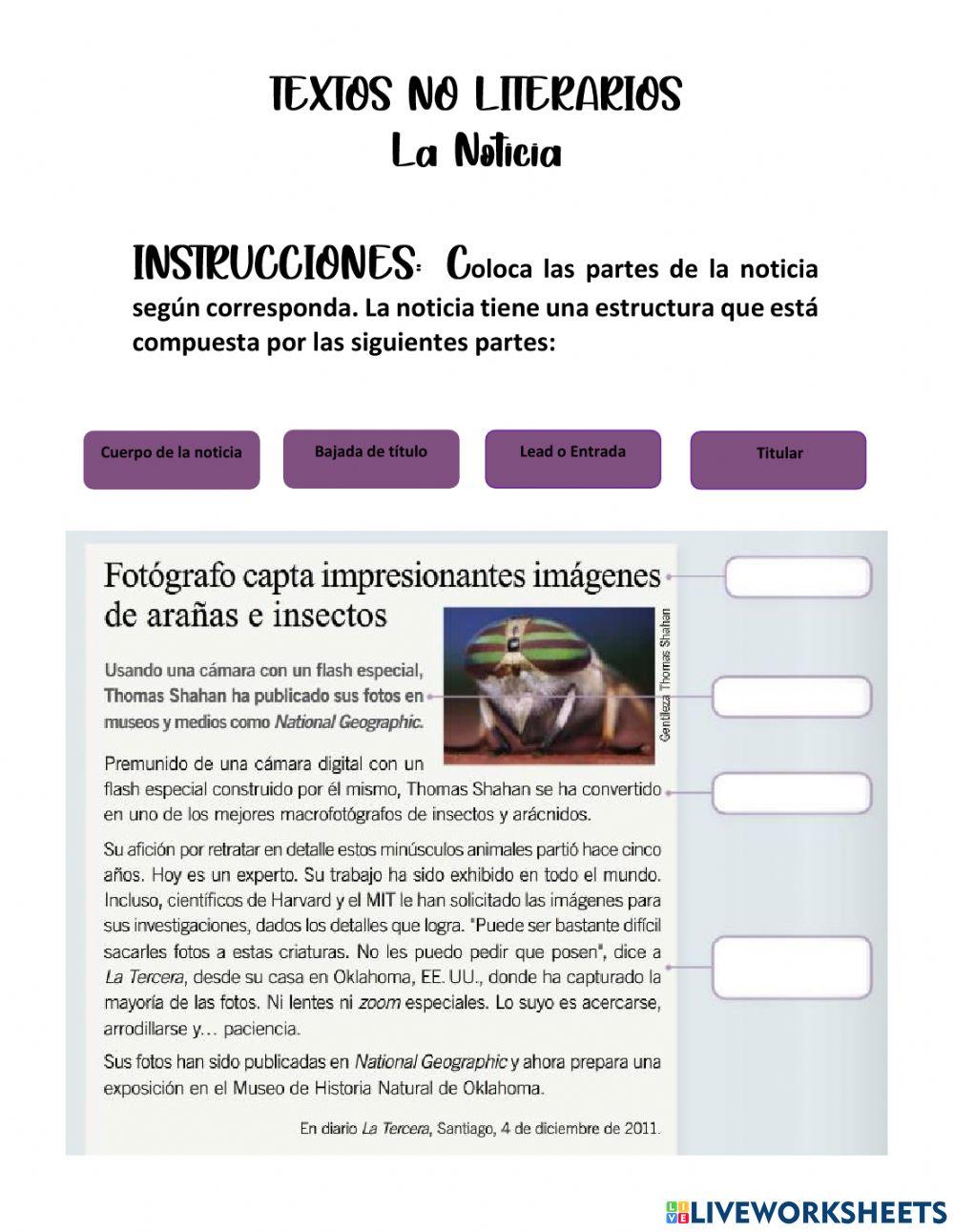 Textos no literarios: la noticia