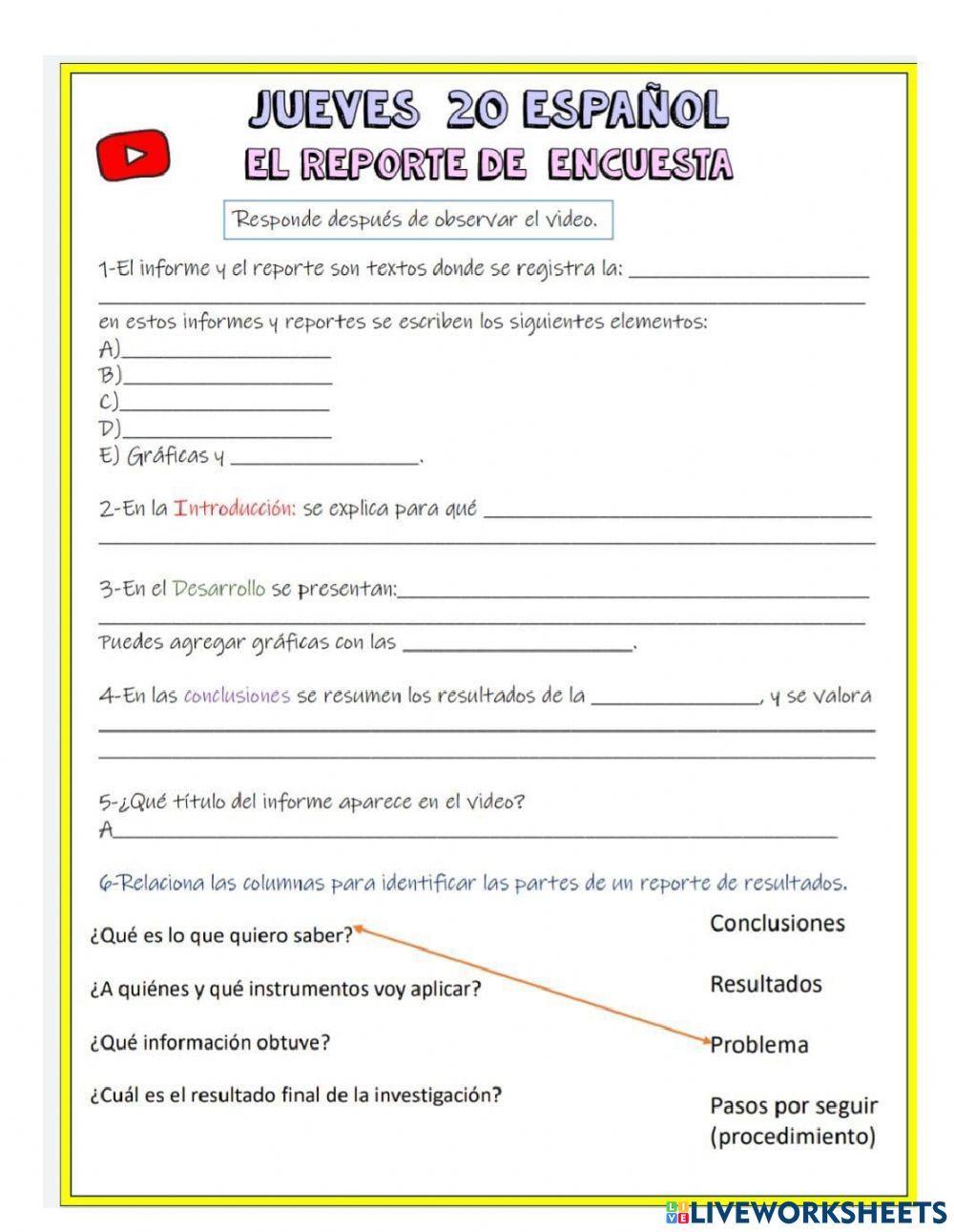 El reporte en encuesta