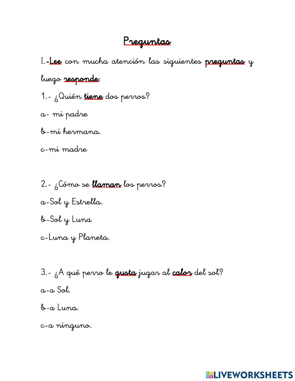 Actividad comprensión lectora 5 refuerzo lector