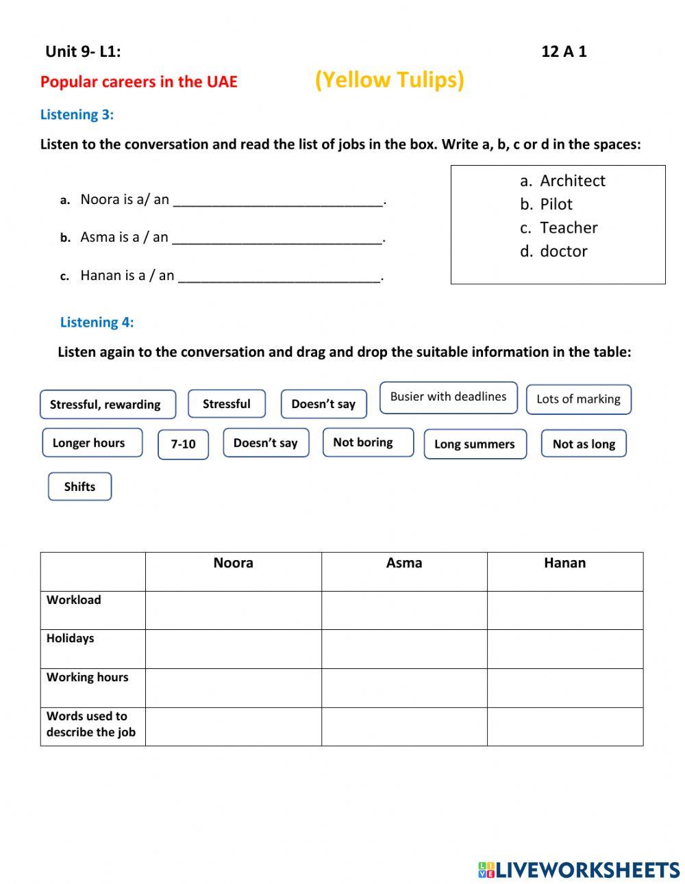 12A- Popular careers in UAE- L1-2- Listening