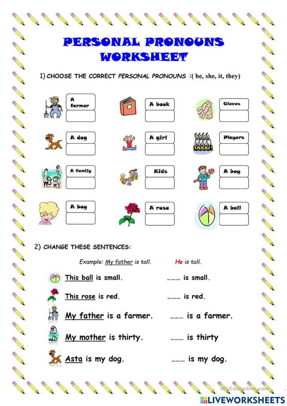 Pronouns worksheet